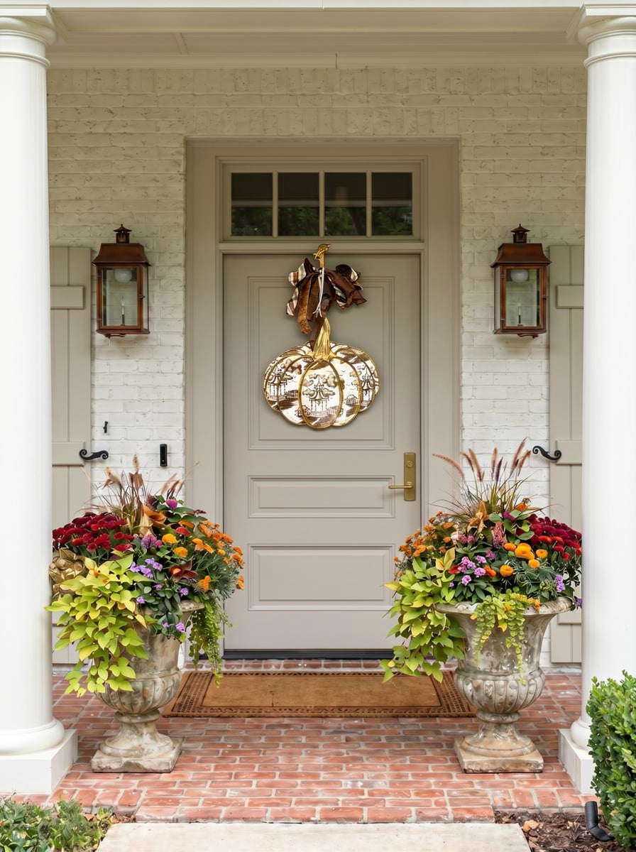Brown and White Chinoiserie Pumpkin