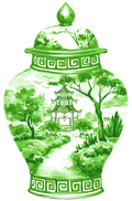 Green and White Ginger Jar