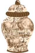 Brown and White Ginger Jar