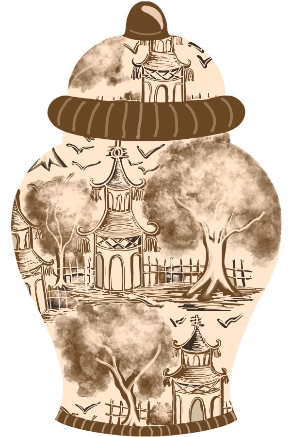 Brown and White Ginger Jar